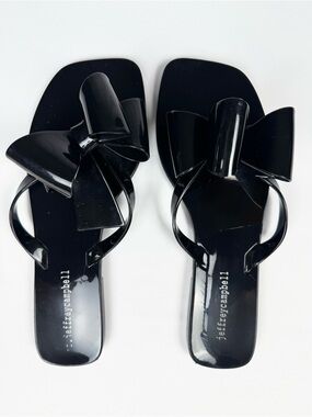 Jeffrey Campbell Sugary Black Bow Jelly Flip Flops